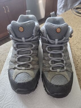 Merrell Gray Hiking Shoes with Subtle Orange Accent